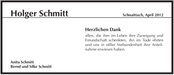 Traueranzeige von Holger Schmitt von Pegnitz-Zeitung